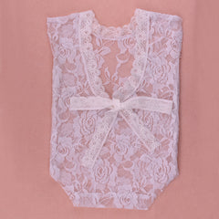 Newborn Open Back Lace Romper - White